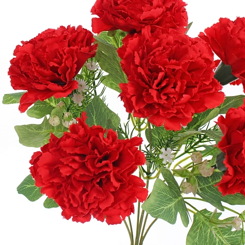 Искусственные цветы Букет гвоздик 35см 7 цветков красные_5