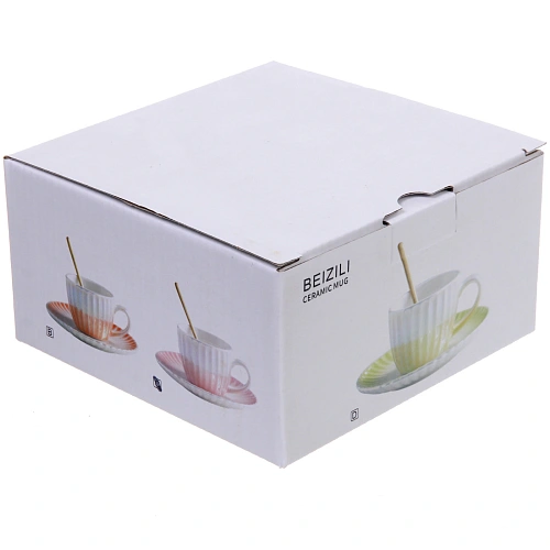 Чайная пара Жемчужный блеск (кружка 180мл, блюдце, ложка) салатовый_7