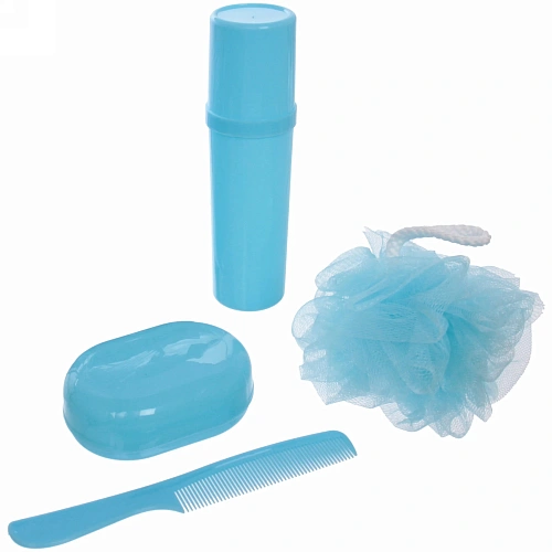 Набор банный дорожный 4шт Bon voyage - Nice family, (мочалка, футляр 2шт, расческа), микс 3 цвета, 20167 см_13