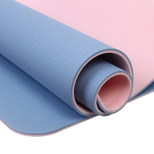 Коврик для йоги 8 мм 183х68 см Энергия 2х сторонний TPE, голубойрозовый_4