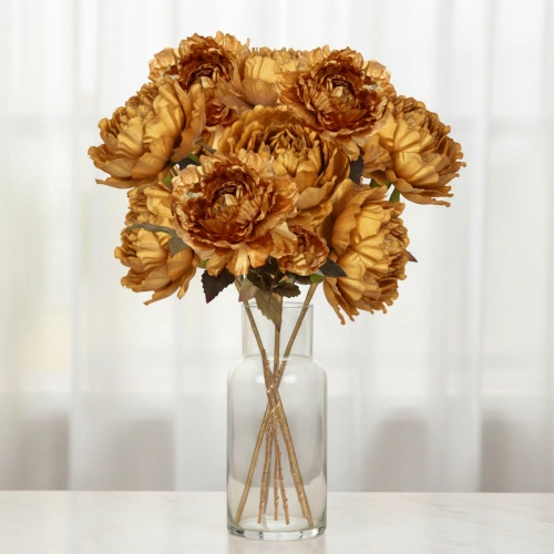 Букет Пионов 9шт "FLOWERS GLAMOUR" 60см золотые
