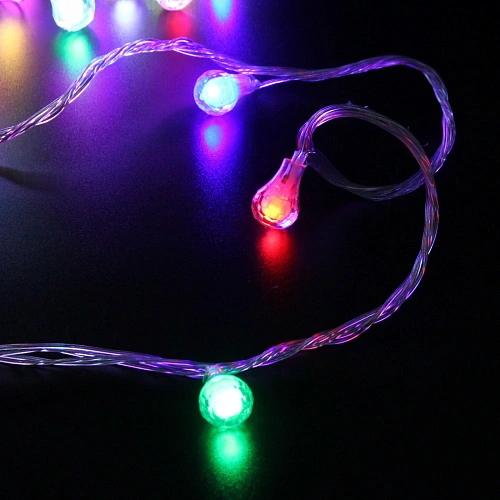 Гирлянда для дома НИТЬ Сияющая капля 10 м 60 ламп LED, прозрпров, 8 реж,IP-20, Мультицвет (возможность соединения)_3