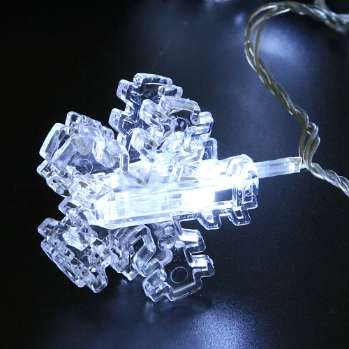 Гирлянда для дома   4,0 м 20 ламп LED с насадками СНЕЖИНКА Прищепка, прозрачпровод, Белый_18