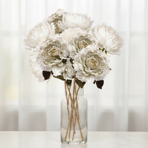 Букет Пионов 9шт "FLOWERS GLAMOUR" 60см белые