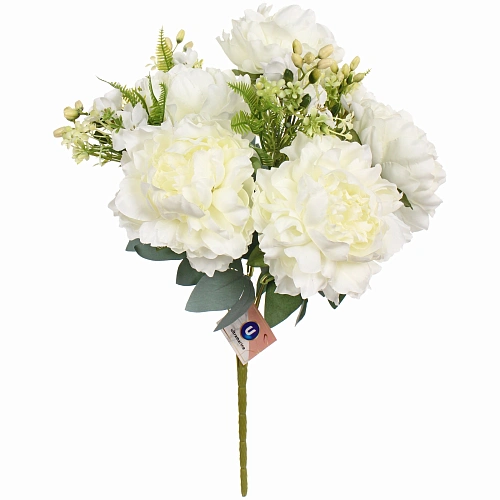 Искусственные цветы Пионовое наслаждение 46см 5 цветков белые_4