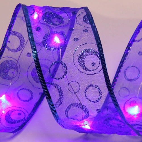 Гирлянда для дома ЛЕНТА ДЕКОРАТИВНАЯ  Морозные узоры 2,0 м, 6 см (на батарейках), Синий (подсветка сиреневый)_3