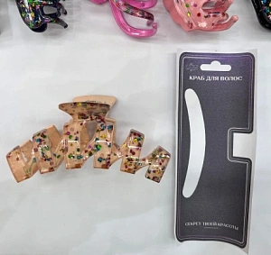 Заколка - краб для волос "AKS - VIENTO", микс 6 цветов, зиг-заг, 11*3см 