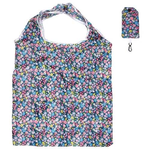 Сумка - шоппер с карабином "ИДЕЯДОМА", принт васильки, 60*38см/нагрузка до 10кг (инд. пакет истикер)