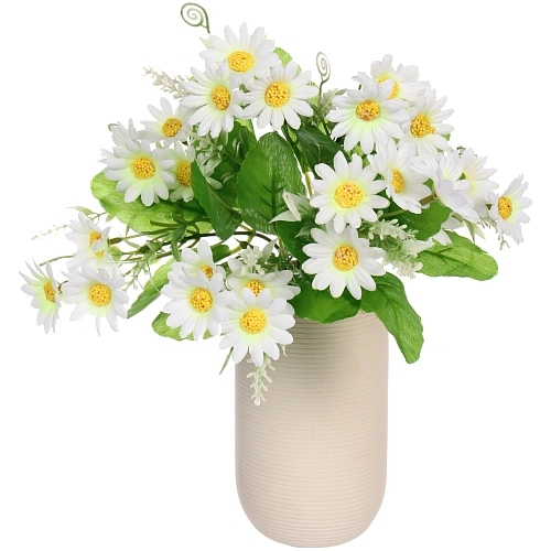 Искусственные цветы Ромашки 29см 28 цветков белые_5