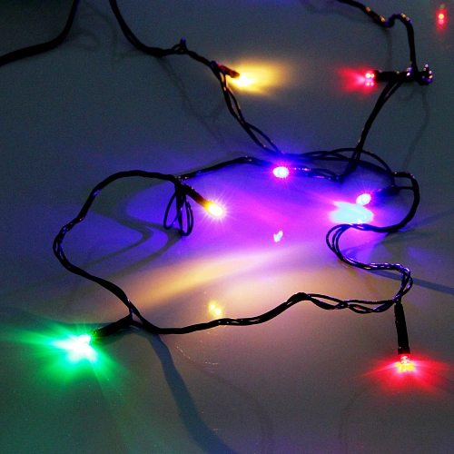 Гирлянда для дома НИТЬ 14 м 100 ламп LED черный пров,8 реж, IP-20, Мультицвет_3