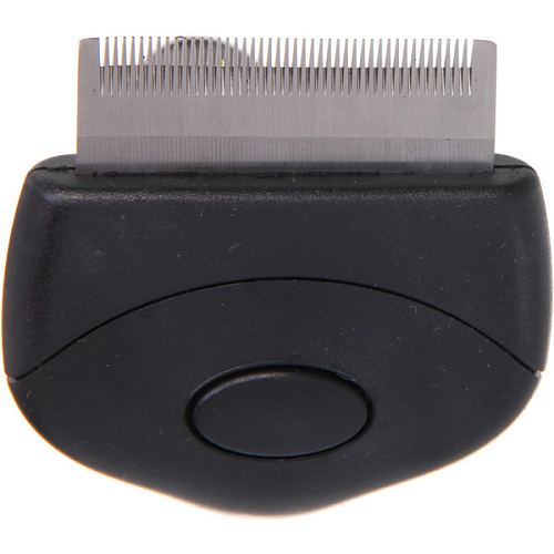 Расческа - фурминатор с кнопкой самоочистки для животных ПРОФФ - МОЙ БРО, прорезиненная ручка, цвет серыйчерный, 614,5см _6