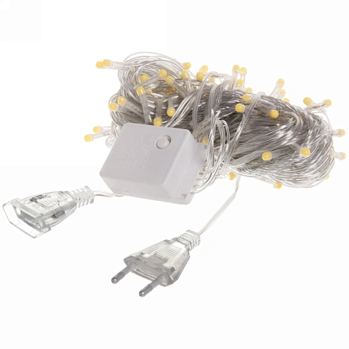 Гирлянда для дома Bright light 9,5м 100 ламп LED прозрачпров,8 реж, IP-20, Теплый белый (возможность соединения)_4