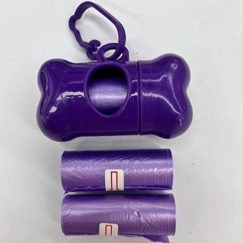 Контейнер с 3 упаковками пакетов для уборки за собакой с карабином, цвет синий (3*15шт)