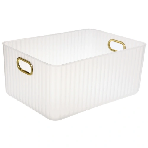 Корзина для хранения с крышкой "ЭЛГАТТ", цвет белый, 36*26*16,5см (лейбл Селфи)