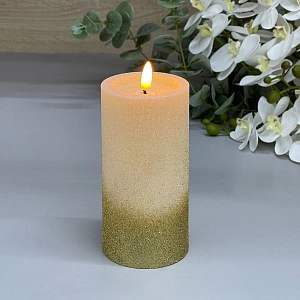 Сувенир с подсветкой "Свеча - Нежный блеск" 7,5*15 см, золото (работает от батареек 3 ААА)