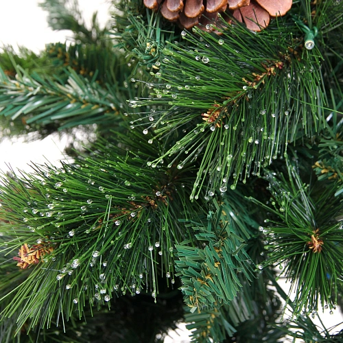 Елка светодиодная Лесная метель 180 см, ПВХ+леска (шишки и напыление), 671 ветка, 190 ламп LED, Теплый белый_12