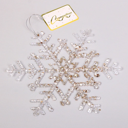 Подвеска новогодняя Блестящая снежинка 20 см, Белый_4