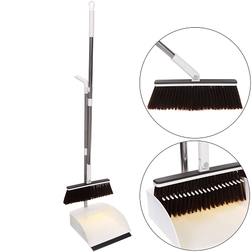 Набор для уборки, щетка для пола с совком "Disco" белый 1103