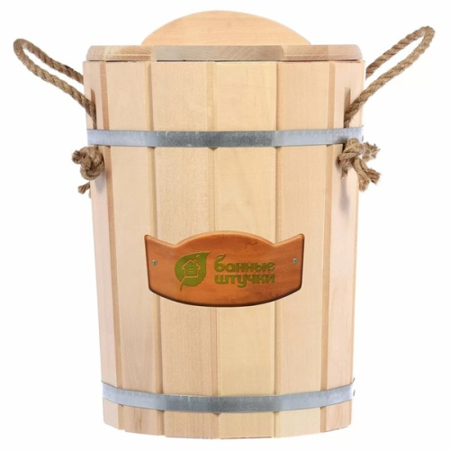Запарник 12 л, "Банные штучки" с пластиковой вставкой, с крышкой, липа 