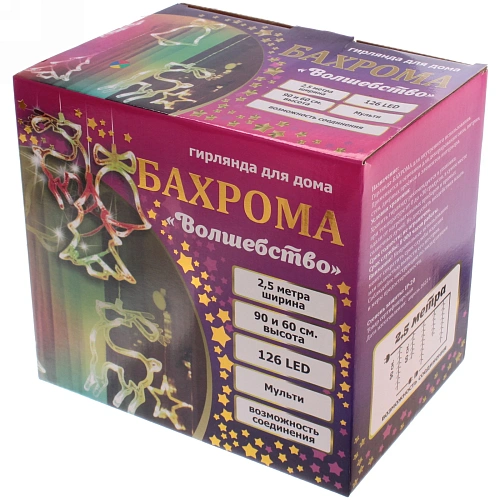 Гирлянда для дома БАХРОМА Волшебство ш2,5 м в0,60,9м 126 ламп LED, 8 реж, IP-20, Мультицвет (возможность соединения)_21