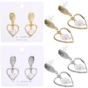 Серьги "ЭЛЛОДИ", сердечки, цвет золото и серебро, 3,5*3,5см