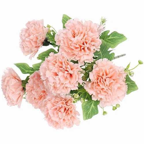 Искусственные цветы "Букет гвоздик" 35см 7 цветков персиковые