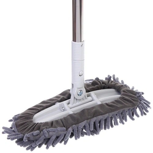 Швабра с насадкой из микрофибры, телескопическая ручка 77-120см силиконовое основание ZY5011_16