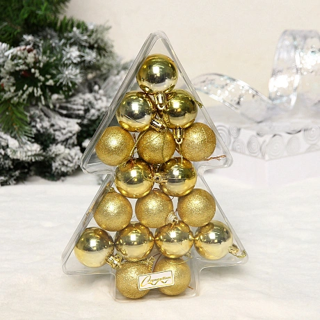 Набор украшений "Легенды зимы" 4 см (набор 17 шт), Золото