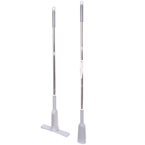 Швабра с отжимом, ручка 125 см в комплекте две насадки цвет серый_2