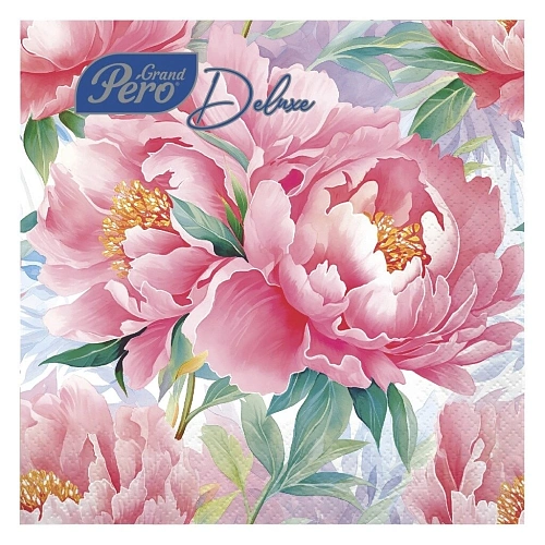 Салфетки бумажные 33*33 GrandPero Deluxe Розовый туман, 3 сл 20 л 