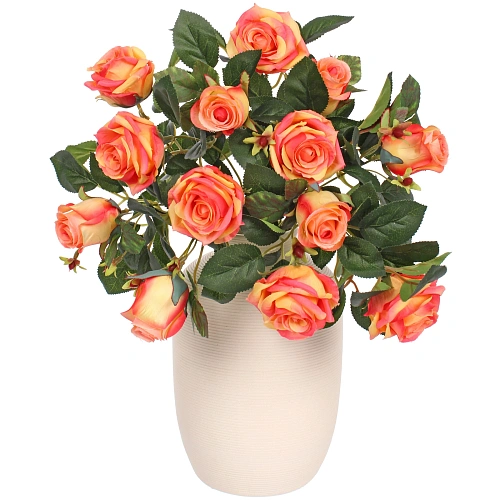 Искусственные цветы Розовая фантазия 48см 13 цветков оранжевые_6