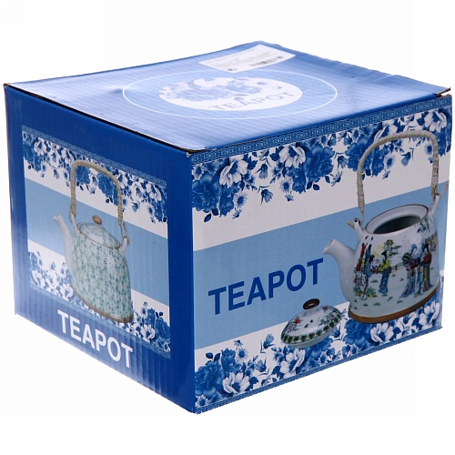 Чайник заварочный керамический 700мл с ситом Зимний пейзаж_7