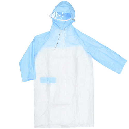 Дождевик-плащ "Радуга" с капюшоном,регулир.манжет,с отдел.под рюкзак, цвет бело-синий, размер XL(95*57см) ДоброСад