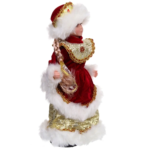 Снегурочка Новогодняя пьеса 40 см в красной шубке_7