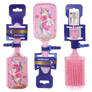 Расческа массажная детская "ФРАТТИ БУМ", единорожек  Майки, форма прямоугольная, 20*6,5см (блистер Ультрамарин)