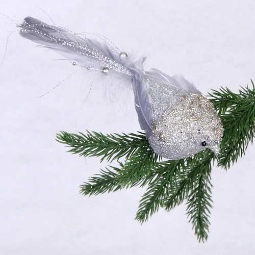 Украшение новогоднее Изящная птица 68 см, Серебро_8