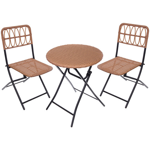 Набор садовой мебели складной "Дачная симфония" DS-R127: стол 60*70 см, 2 стула 54*46*85 см, бежевый