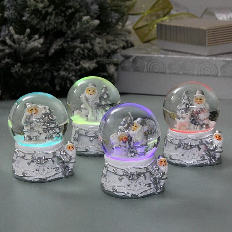 Сувенир Снежный шар "Белая сказка" 6.5*6.5*10 см (с подсветкой), микс