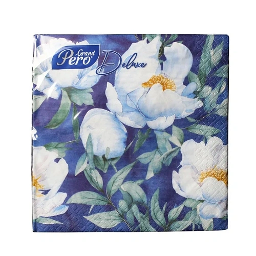 Салфетки бумажные 33*33 GrandPero Deluxe Цветочный сон, 3 сл 20 л 