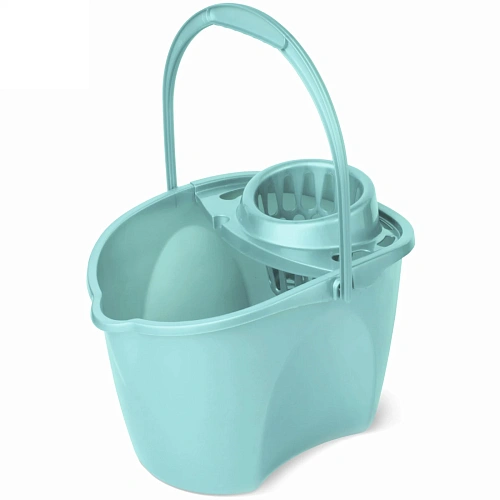 Ведро овальное со сливом и отжимом "Престо" 12л бирюзовое С646БИР