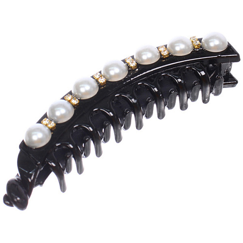 Заколка - банан для волос в пакете PREMIUM, летани, цвет чёрный, 1025см_4