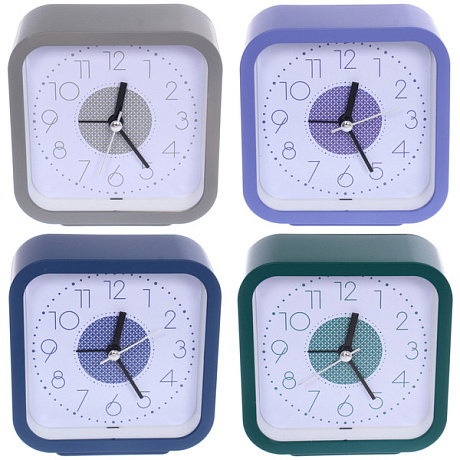 Будильник "Авалон" 10*10*4,3см, микс цветов