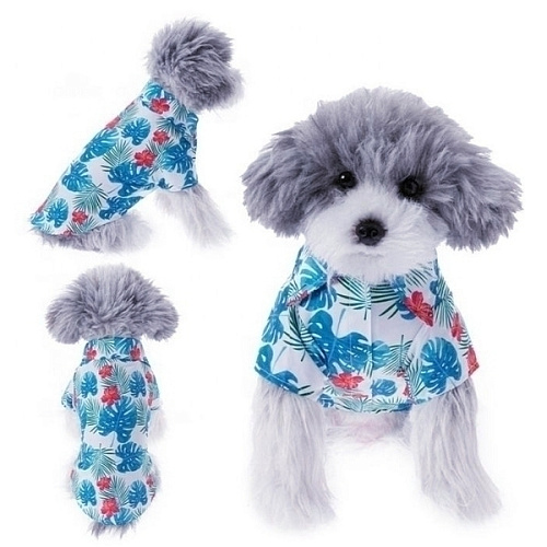 Рубашка для собак и кошек малых и средних пород СТИЛЬНЫЙ БРО, принт пальмовые листья, размер L, (лейбл)_7