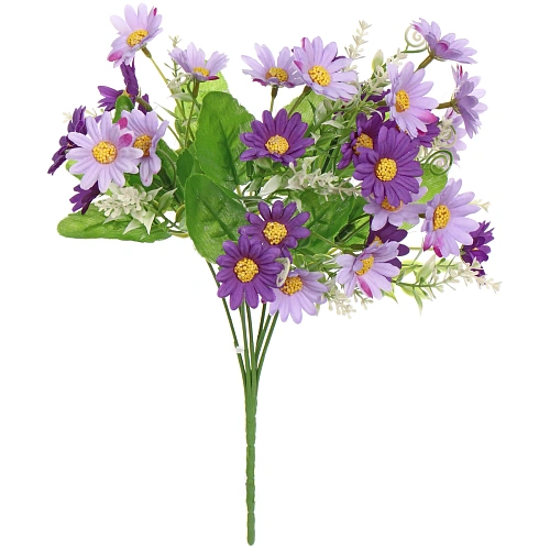 Искусственные цветы Ромашки 29см 28 цветков сиреневые_3