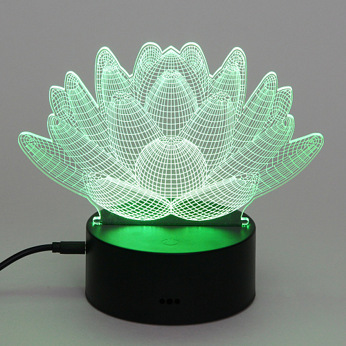 Светильник ночник 3D-Лотос на пластиковой подставке, с включателем USB_8