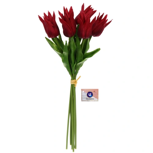 Цветы искусственные "Natur" 37см Тюльпаны 7шт бордовые