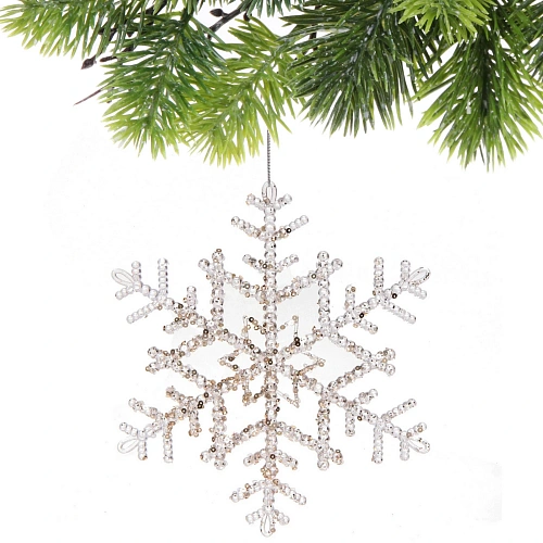 Подвеска новогодняя Блестящая снежинка 20 см, Белый_3
