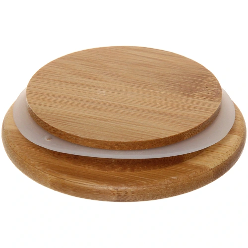 Стакан стеклянный с двойными стенками 450мл Хай-Тек с бамбуковой крышкой_3