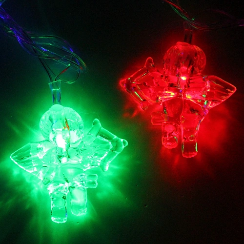 Гирлянда для дома   2,5м 12 ламп LED с насадками Ангел, прозрачпровод RGRB_3