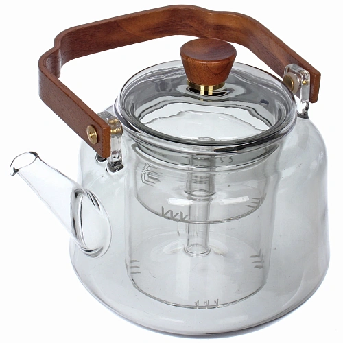 Чайник заварочный стеклянный 1000мл Хай-Тек с двойным ситом_6